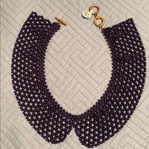 Beaded collar necklace dark blue